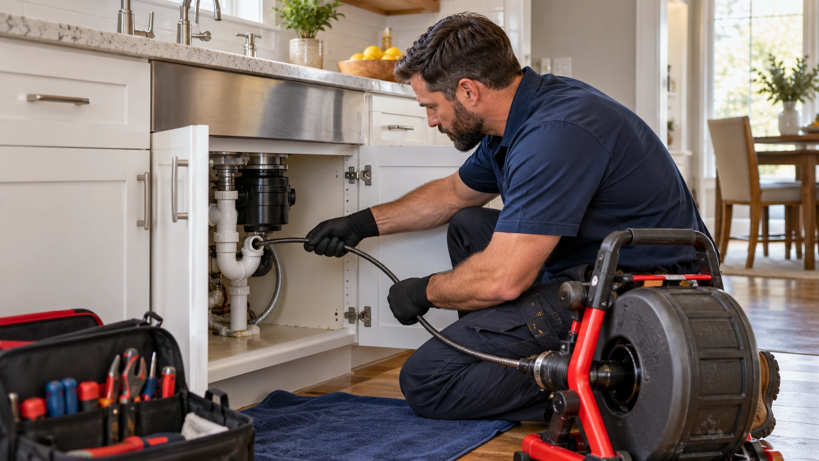 Sewer hydro jetting service.