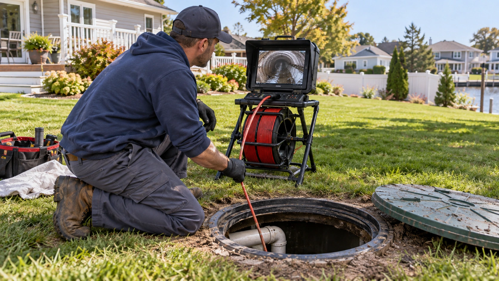 Septic piping camera inspection.